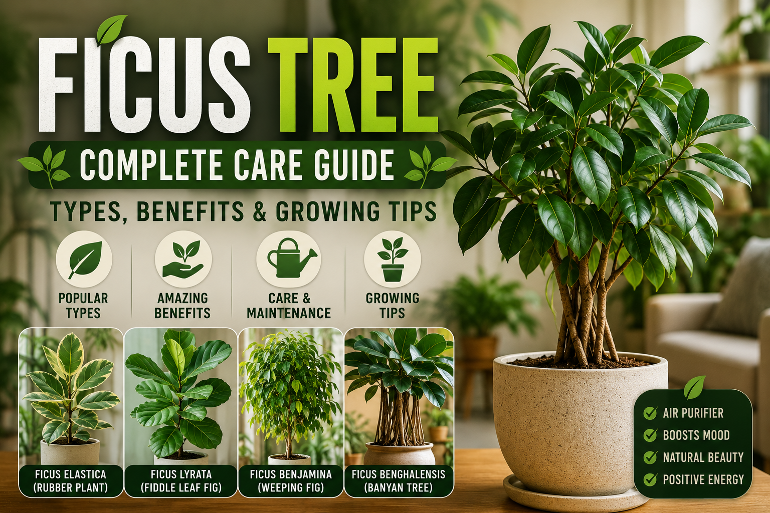 Ficus Tree: Complete Care Guide, Types, Benefits & Growing Tips