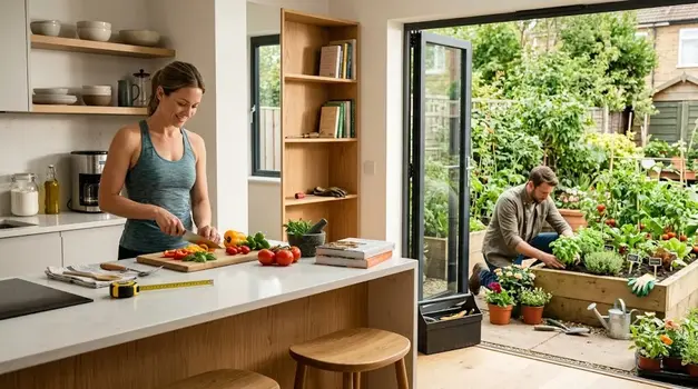 Modern kitchen space showcasing home improvement and cooking skills